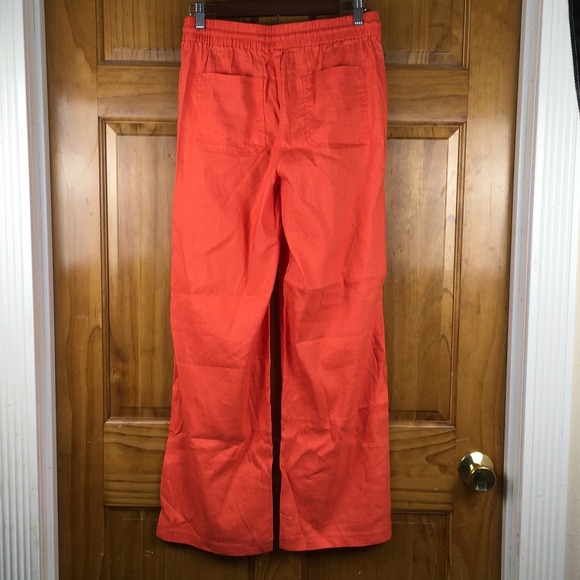 Liverpool Los Angeles Clementine Orange Linen Blend Wide Leg Pull On Pants Boho - Picture 2 of 9